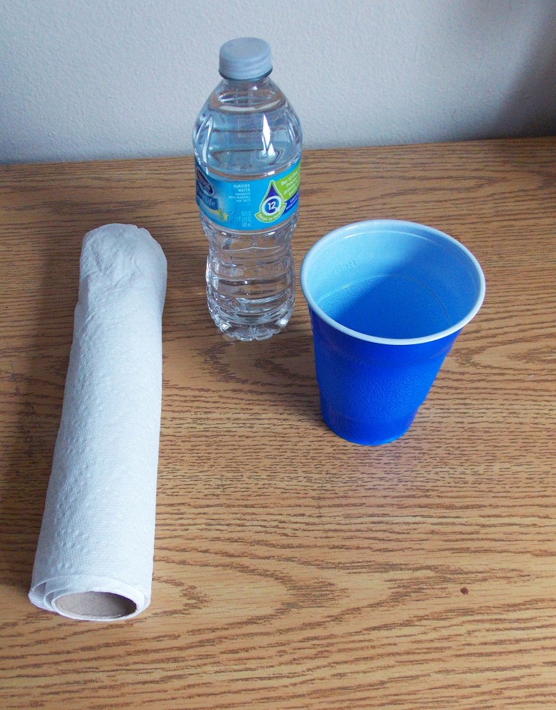water, cup, towel