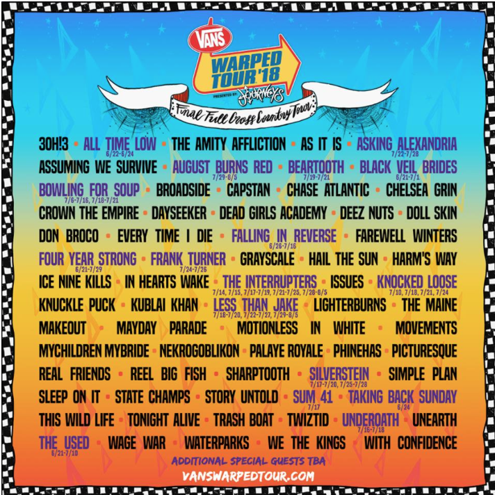 Final Warped Tour lineup screen shotted by Kristine Giurco    