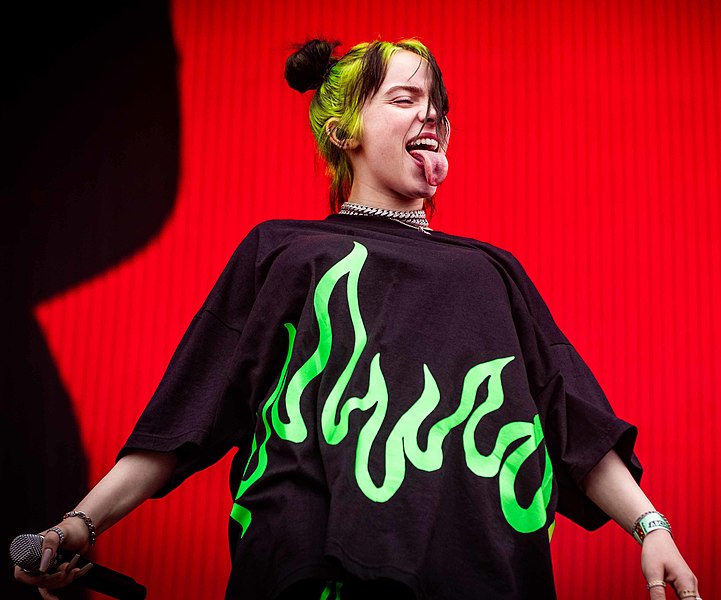 Billie Eilish performing at the Pukkelpop Festival in 2019. Photo by crommelincklars (under CC BY 2.0, no changes have been made.)