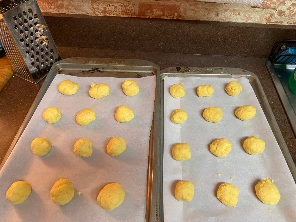 Cookie dough organized into rows of 3x4.

