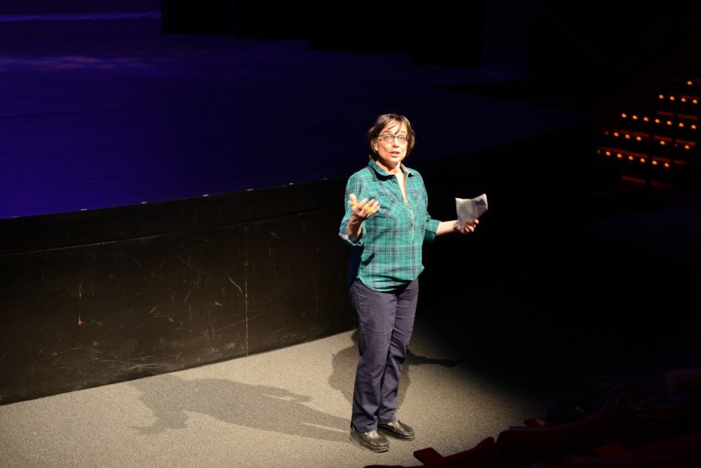 Directing students to get it: Laura-Jean Schwartau-Swanson, director of the 2020 production of “Chasing ‘ChaGo’” by the SUNY Plattsburgh Department of Theatre (photo by Doc Tom).